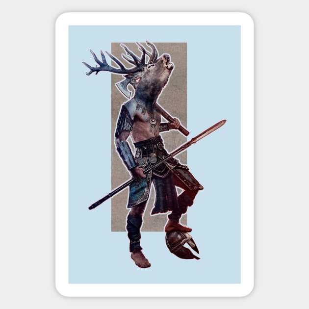 deer warrior Sticker by arxitrav